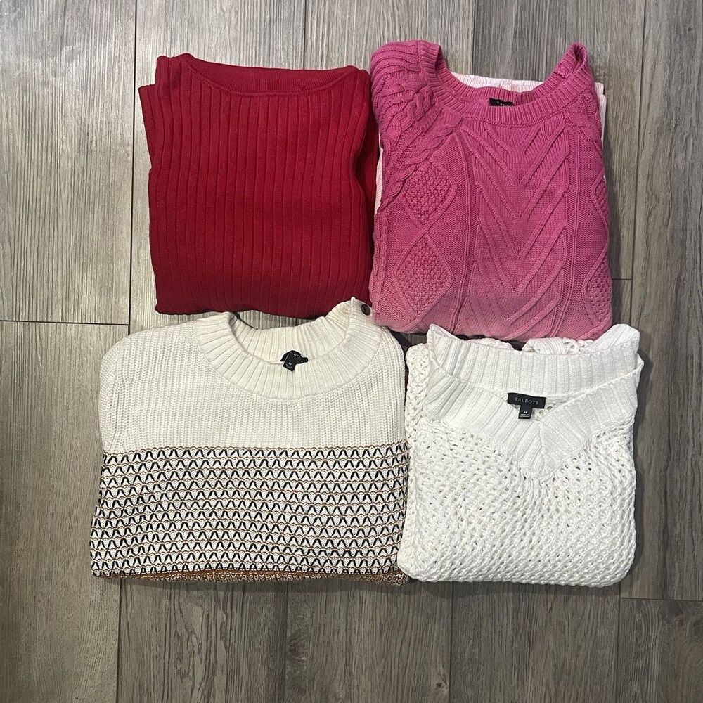 Talbots Sweaters Women's M Striped Colorful Knitted Long Sleeve Bundle